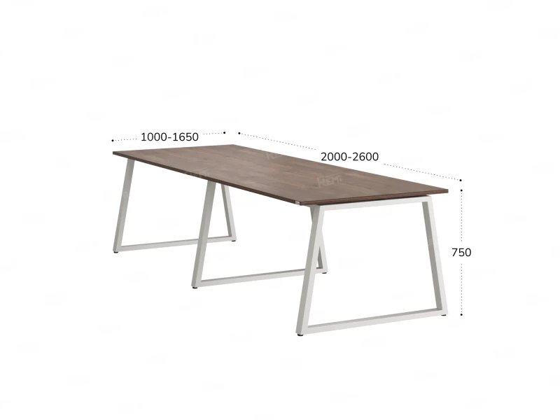 Cтол для переговоров, на A-обазном каркасе 2200x1000x750 RM083-220x100 Дуб Апрельский шоколад/Белый
