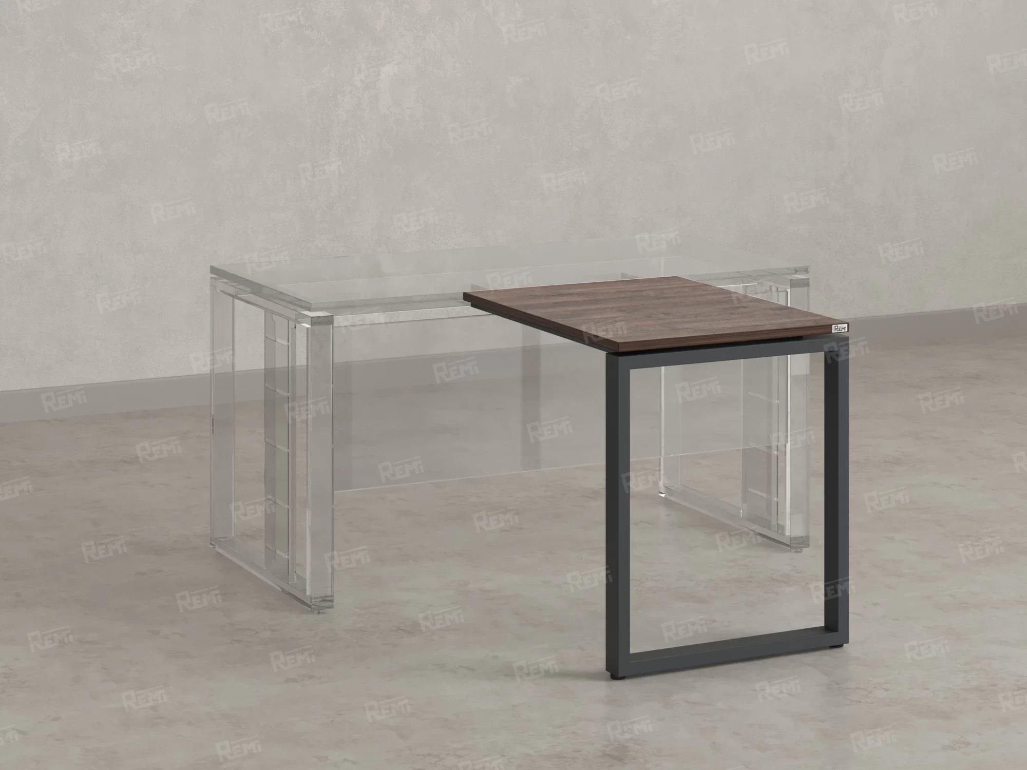 Брифинг прямой, с парящей столешнецей, на О-образном каркасе 800x800x750 RM072-8x8 Дуб Апрельский шоколад/Серый