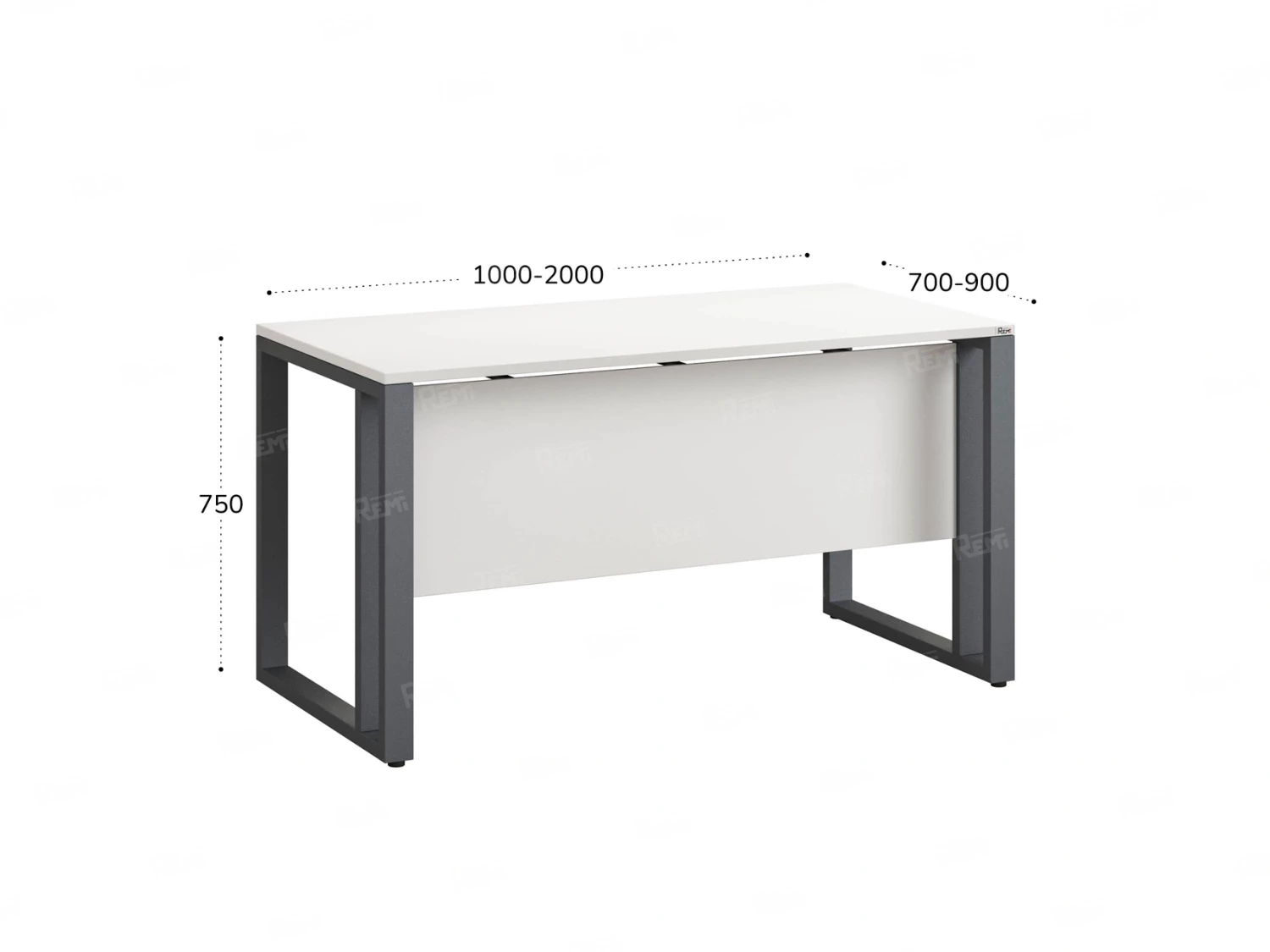 Стол прямой на О-образных опорах с экраном ЛДСП 1200x700x750 RM041-12x7 Белый/Серый