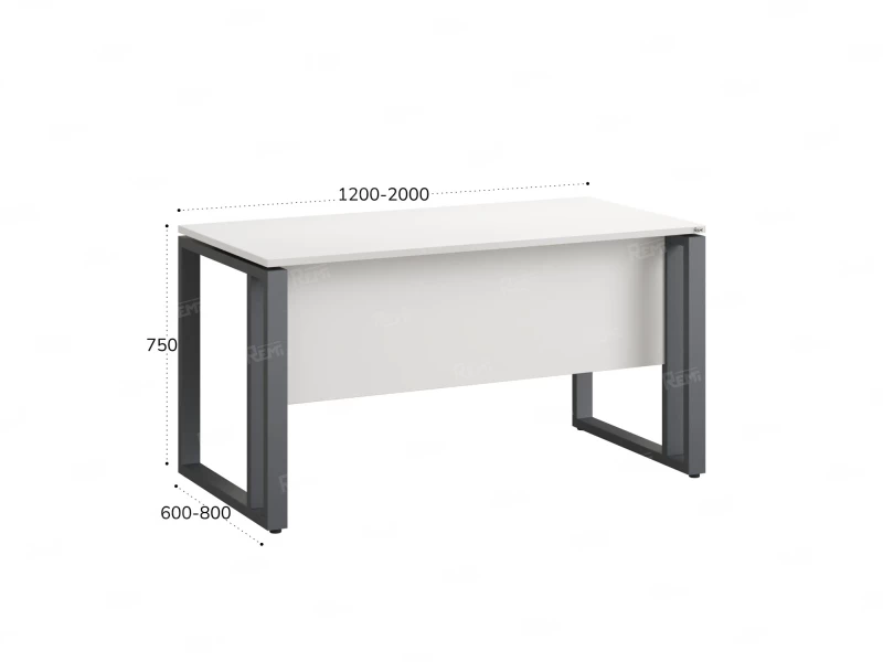 Стол прямой на О-образных опорах с экраном ЛДСП 1200x700x750 RM041-12x7 Белый/Серый