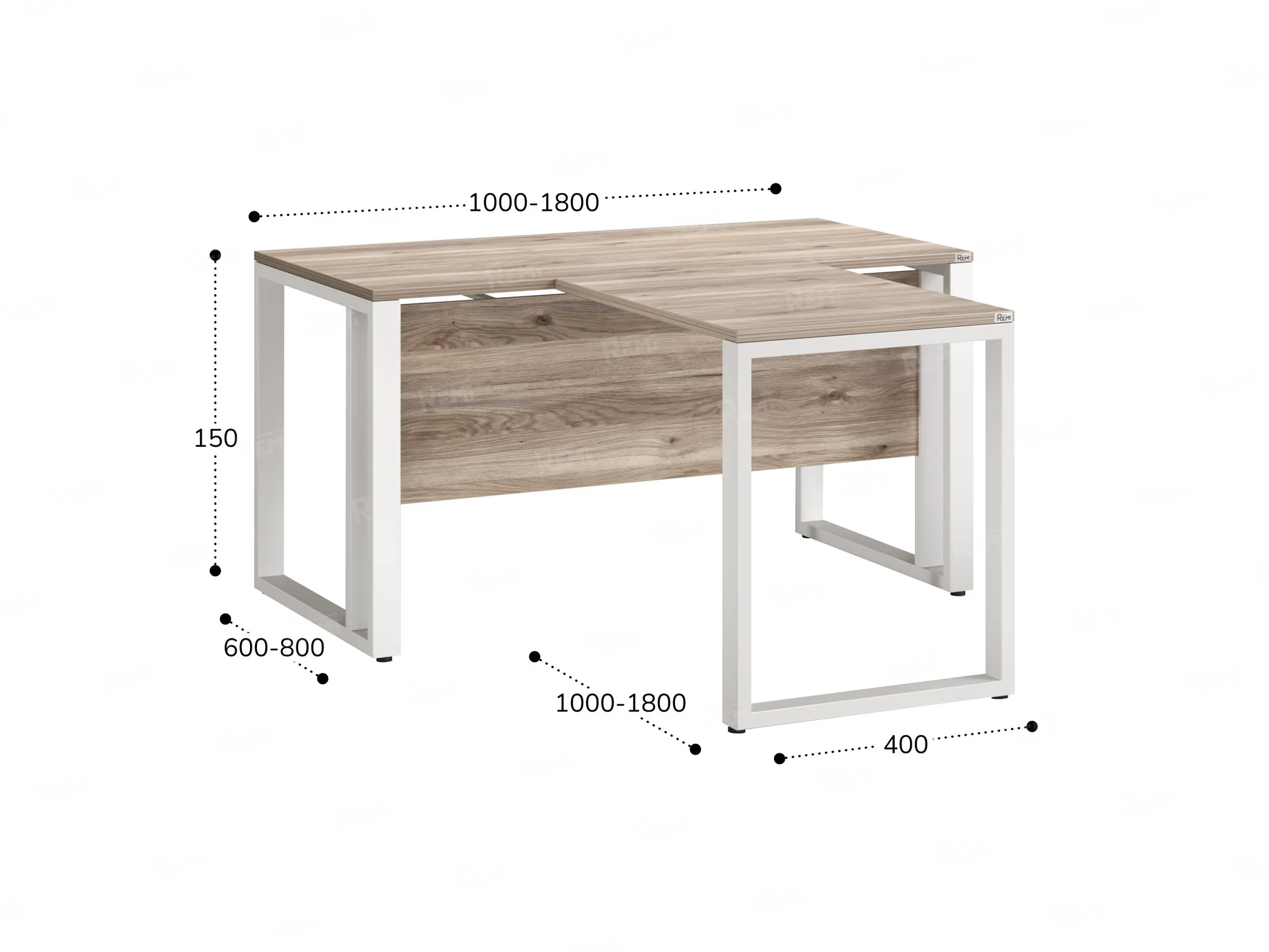 Стол с брифингом на О-образных опорах с экраном ЛДСП RM046-12x8 1200x2000x750 Дуб Маувелла/Белый