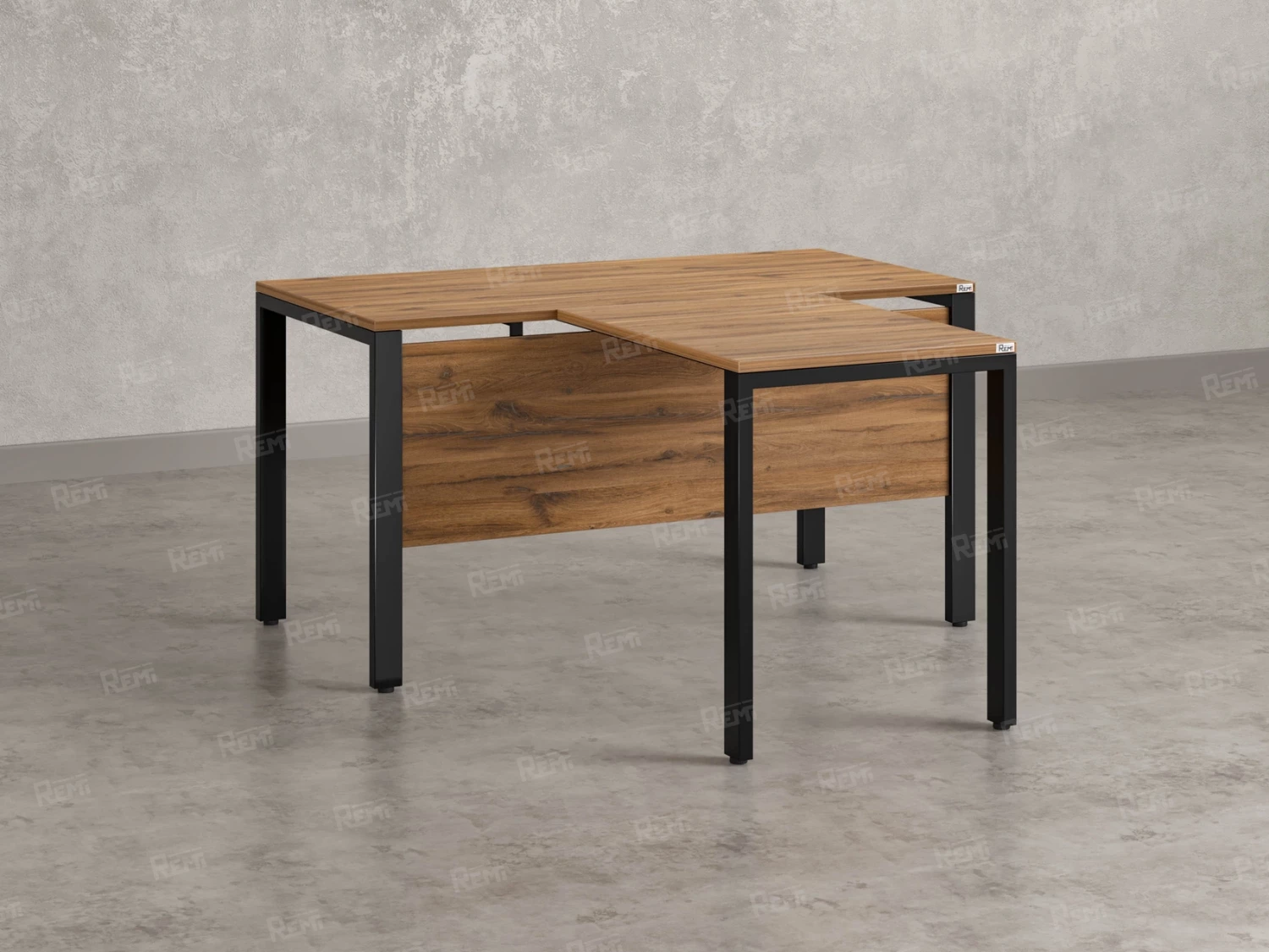 Стол с брифингом на П-образных опорах с экраном ЛДСП RM044-14x7 1400x2100x750 Дуб Юстус/Черный