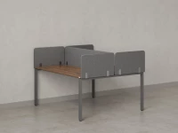 Бенч-система, 2 рабочих места, на П-образных опорах, 5 тканевых экрана 1400x1400x750 RM165-3-14x14 Дуб Юстус/Серый