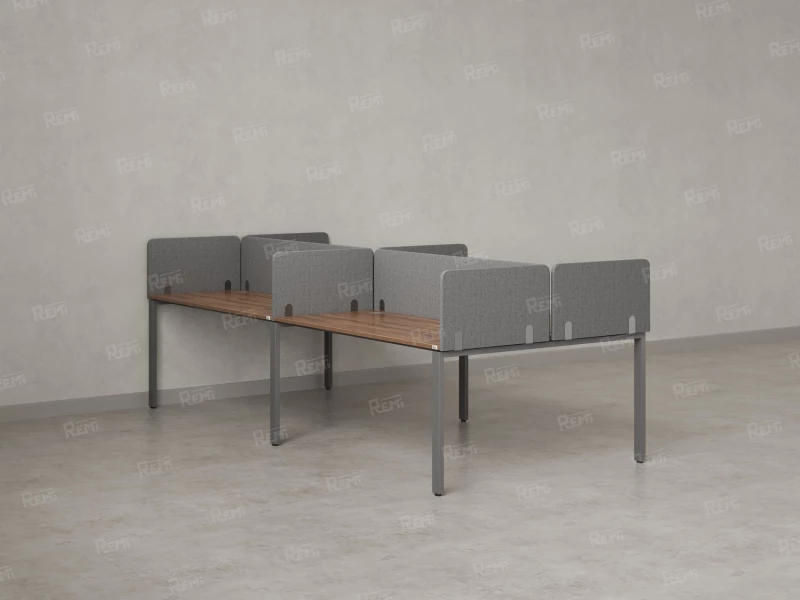 Бенч-система, 4 рабочих места, на П-образных опорах, 8 тканевых экранов 3600x1200x750 RM166-1-18x12 Дуб Юстус/Серый