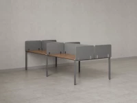 Бенч-система, 4 рабочих места, на П-образных опорах, 8 тканевых экранов 3600x1200x750 RM166-1-18x12 Дуб Юстус/Серый