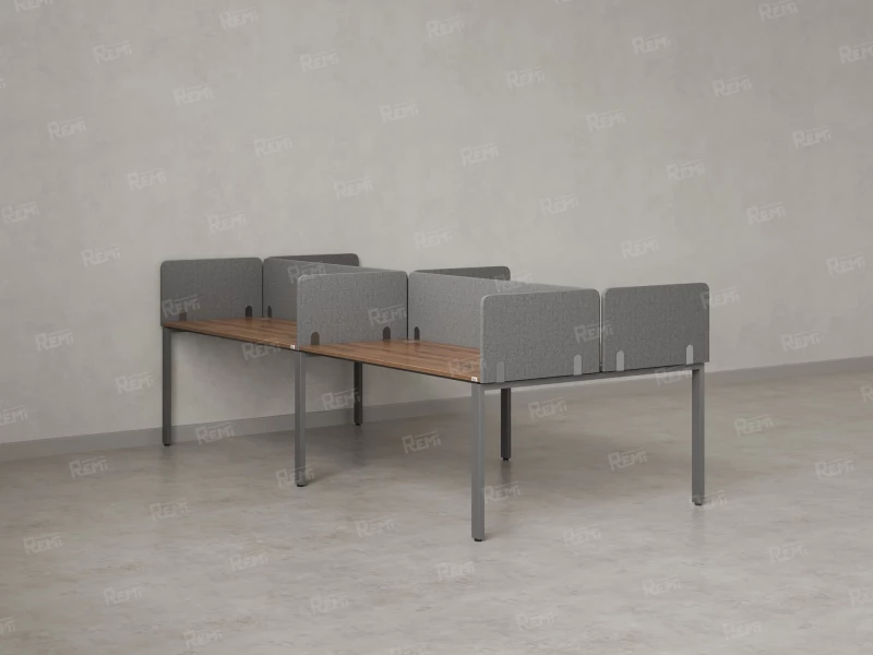 Бенч-система, 4 рабочих места, на П-образных опорах, 8 тканевых экранов 3600x1200x750 RM166-1-18x12 Дуб Юстус/Серый