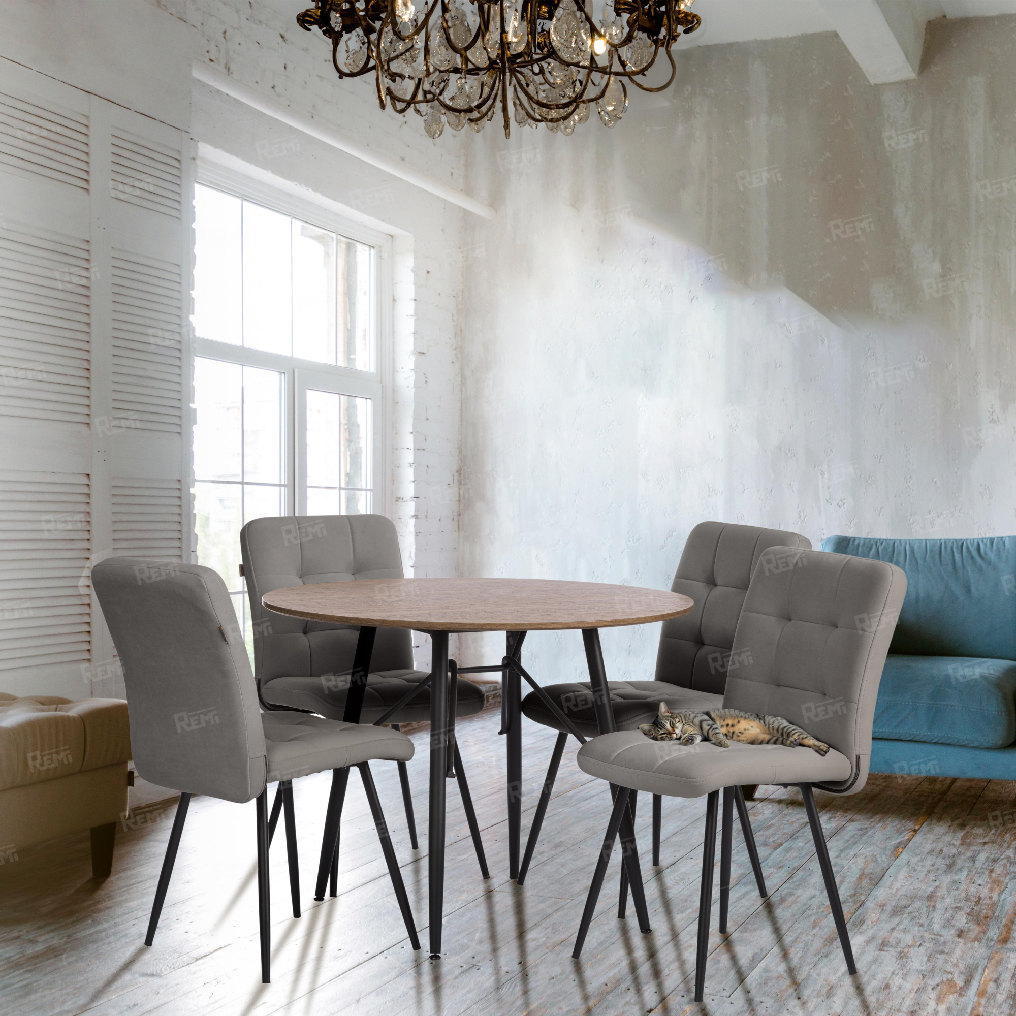 Стул обеденный Medeo Серый/Серый, Флок (арт. 24352)