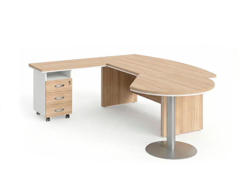 BRL RB073-255x200L Стол рук-ля L угловой с брифингом и тумбой 3 ящика 2550х2000х760 Акация/Белый