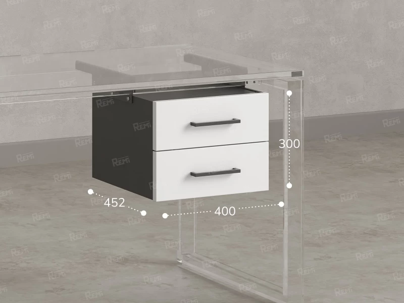 Тумба подвесная, два ящика 400x452x300 RM201-16х8 Белый/Серый