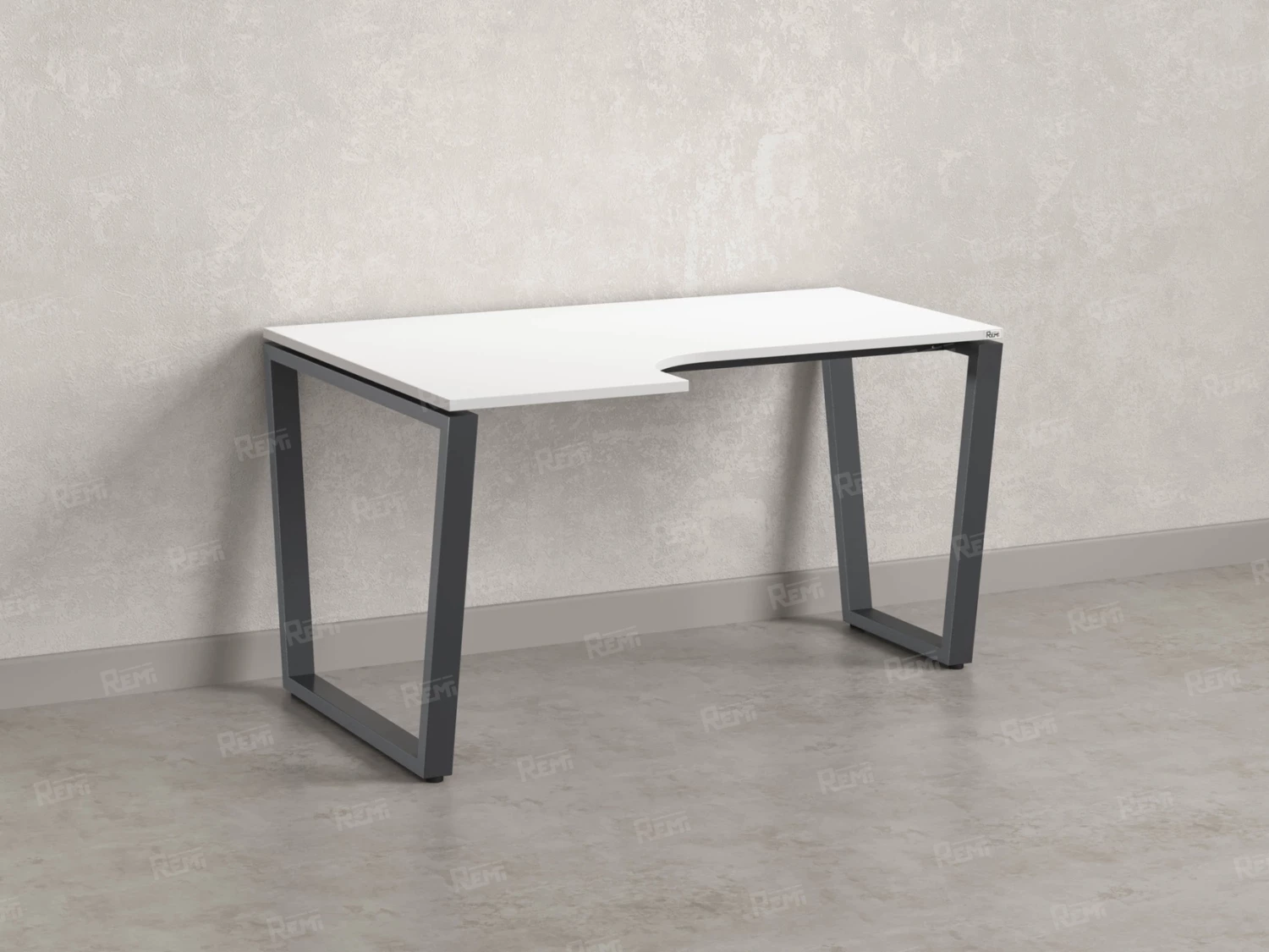 Стол угловой, U-опора, левый 1400x900/1200x750, RM051-14x9-12 Белый/Серый