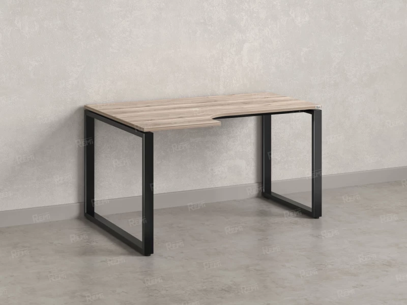 Стол угловой, О-опора, левый 1600x700/900x750, RM055-16x7-9 Дуб Маувелла/Черный