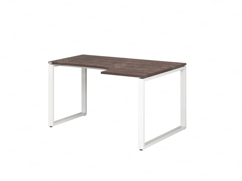 Стол угловой, О-опора, правый 1400x600/900x750, RM054-14x6-9 Дуб Апрельский шоколад/Белый