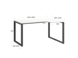 Стол угловой, О-опора, правый 1600x900/1200x750, RM054-16x9-12 Белый/Серый