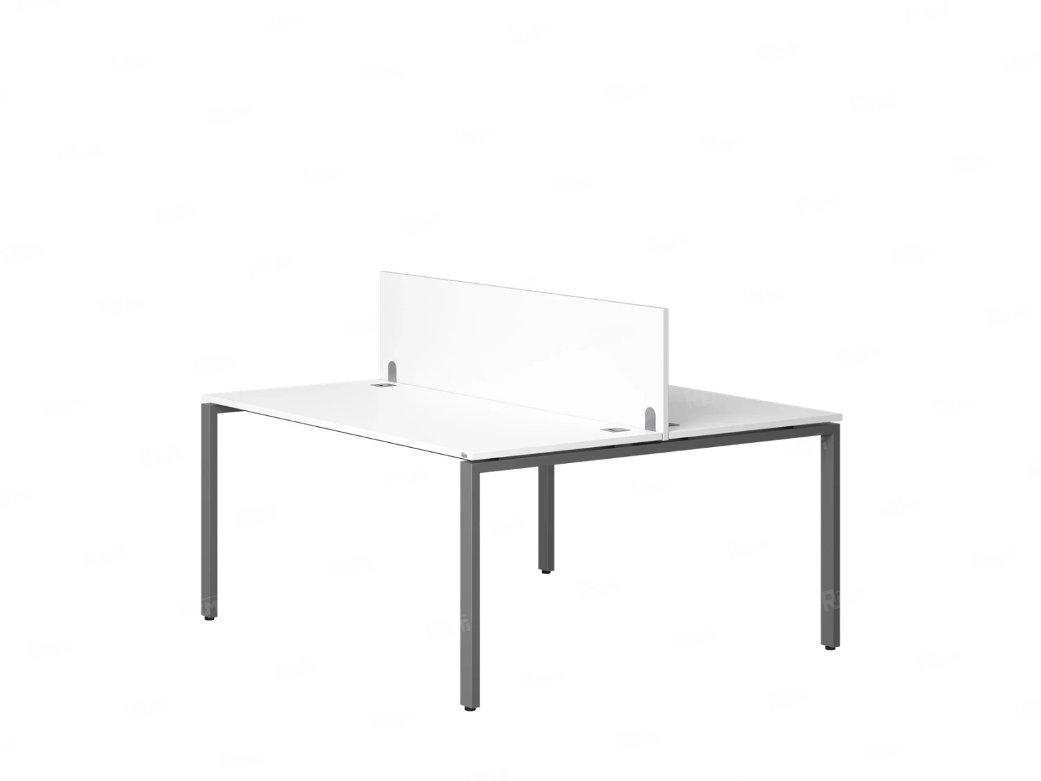 Бенч-система, 2 рабочих места, с одним экраном ЛДСП 1200x1400x750 RM165-2-12x14 Белый/Серый