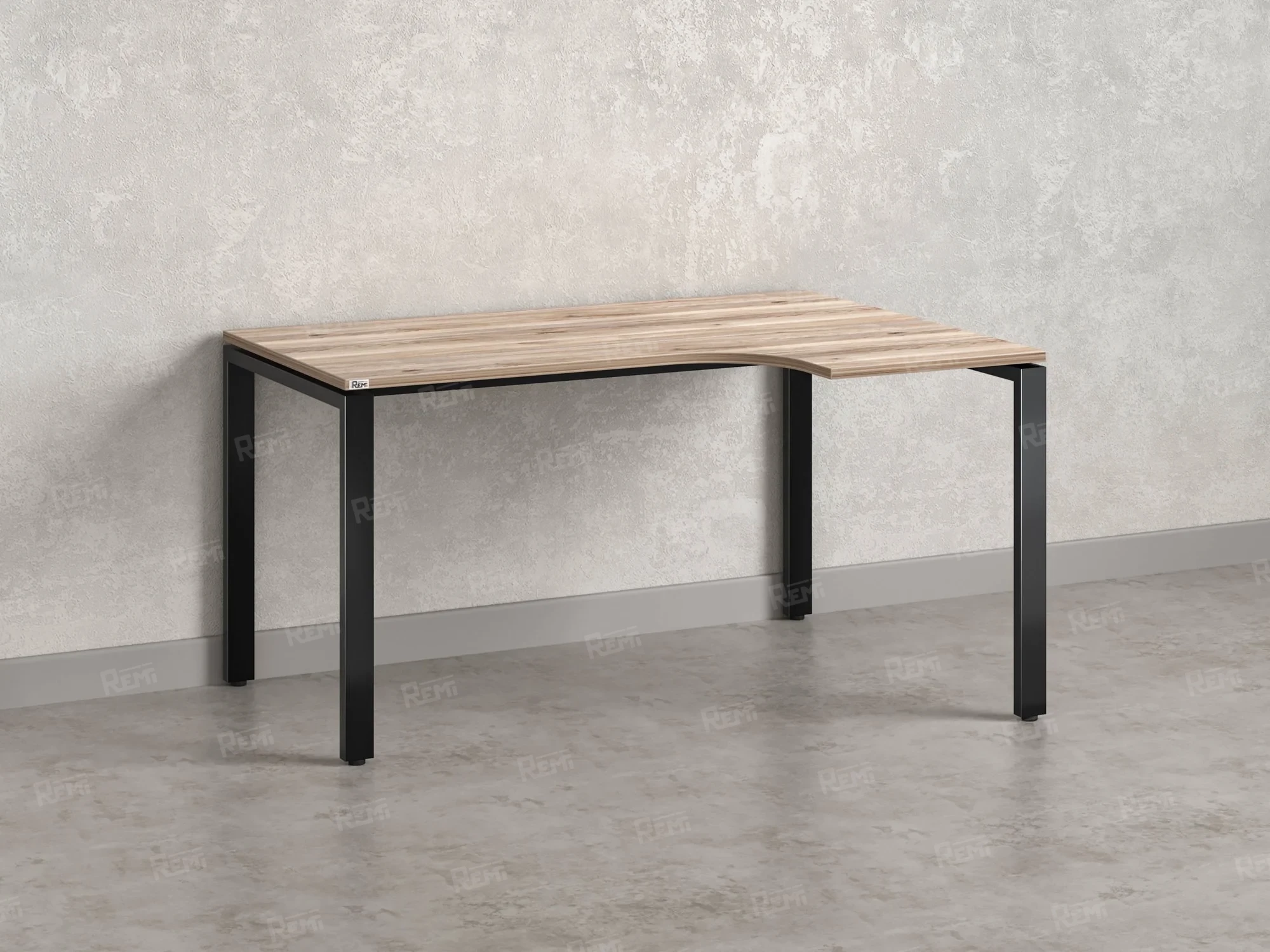 Стол угловой, П-опора, правый 1800x700/900x750, RM052-18x7-9 Дуб Маувелла/Черный