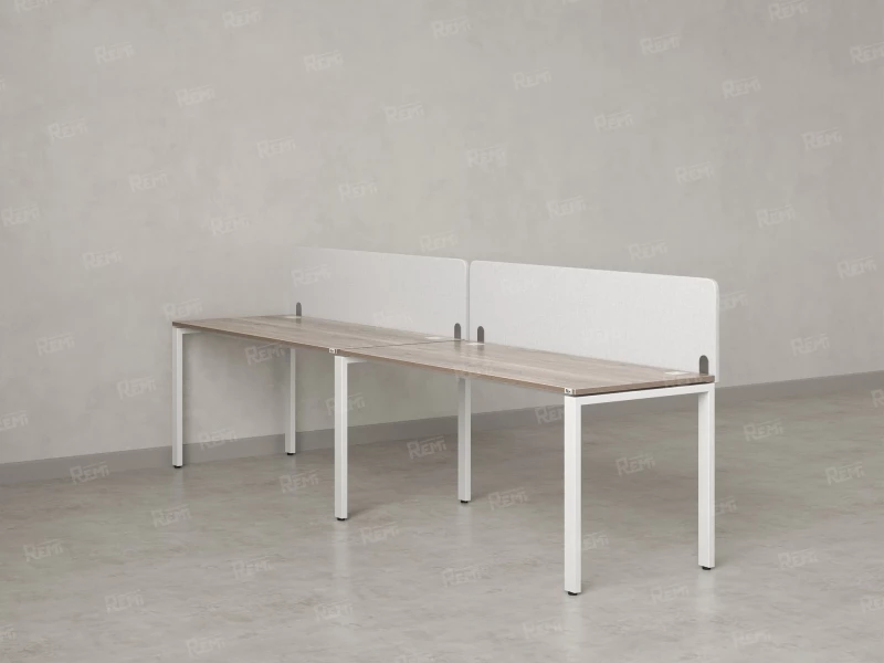 Бенч-система в 1 ряд, 2 рабочих места 2 тканевых экранов 2400x700x750 RM167-3-24x7 Дуб Маувелла/Белый