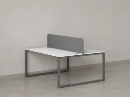 Бенч-система, 2 рабочих места, с одним тканевым экраном 1800x1600x750 RM169-1-18x16 Белый/Серый