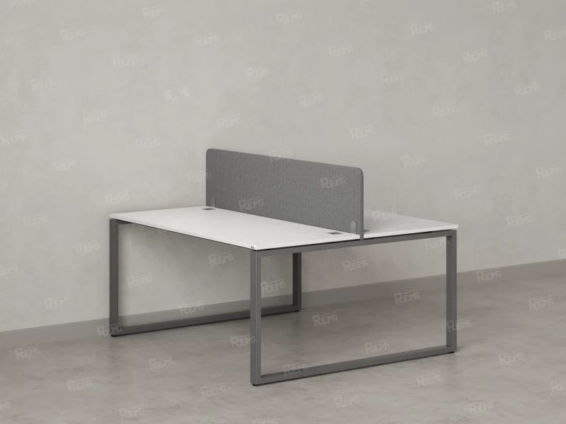 Бенч-система, 2 рабочих места, с одним тканевым экраном 1800x1600x750 RM169-1-18x16 Белый/Серый