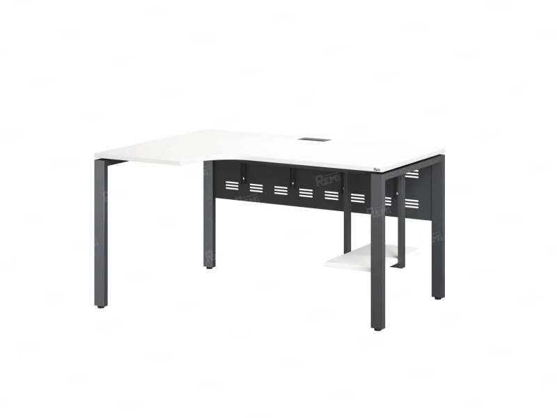 Стол угловой, экран металл, П-опора, левый 1600x900/1200x750, RM059-16x9-12 Белый/Серый