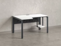 Стол угловой, экран металл, П-опора, левый 1600x900/1200x750, RM059-16x9-12 Белый/Серый