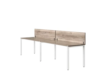 Бенч-система в 1 ряд, 2 рабочих места 2 ЛДСП экранов 3200x600x750 RM167-4-32x6 Дуб Маувелла/Белый