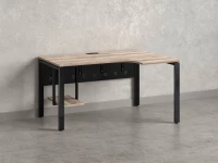 Стол угловой, экран металл, П-опора, правый 1400x700/900x750, RM058-14x7-9 Дуб Маувелла/Черный