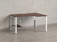 Стол угловой, экран металл, П-опора, правый 1800x600/900x750, RM058-18x6-9 Дуб Апрельский шоколад/Белый