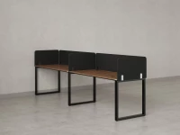 Бенч-система в 1 ряд, 2 рабочих места 5 тканевых экранов 2700x700x750 RM168-1-27x7 Дуб Юстус/Черный