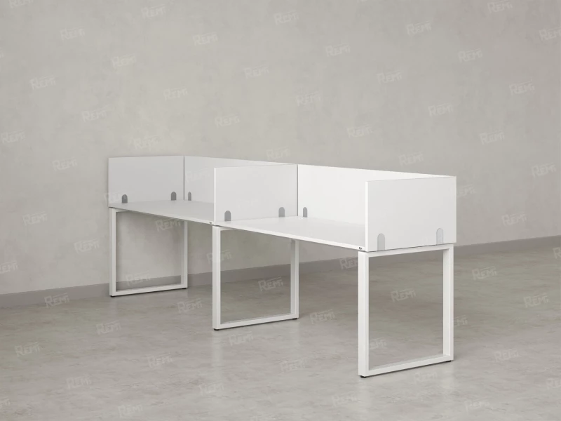 Бенч-система в 1 ряд, 2 рабочих места 5 ЛДСП экранов 3600x700x750 RM168-2-36x7 Белый/Белый