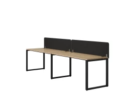 Бенч-система в 1 ряд, 2 рабочих места 2 тканевых экранов 3200x800x750 RM168-3-32x8 Вяз Швейцарский светлый/Черный