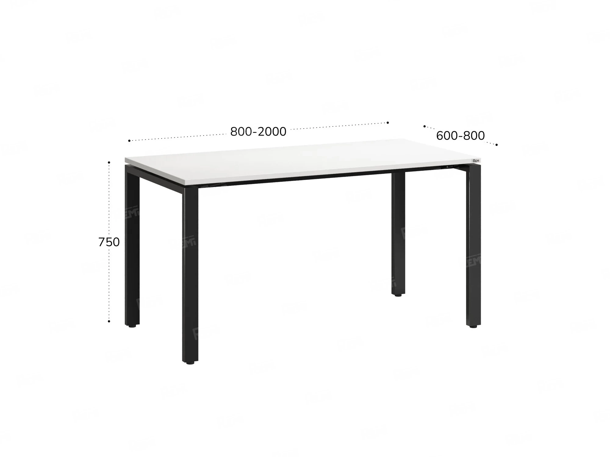 Стол прямой на П-образных опорах 800x700x750 RM001-8x7 Белый/Черный
