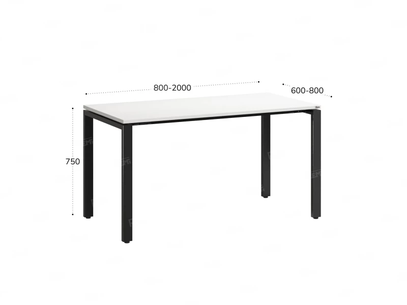 Стол прямой на П-образных опорах 800x700x750 RM001-8x7 Белый/Черный