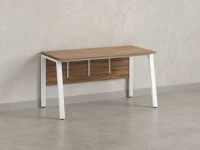 Стол прямой, Л-опора, экран ЛДСП,парящая стол-ца 1200x600x750 RM009-12x6 Дуб Юстус/Белый