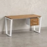 Стол прямой с подвесной тумбой 2 ящика, U-опора 1600x600x750 RM035-16x6 Дуб Юстус/Белый