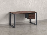 Стол прямой с подвесной тумбой 2 ящика, О-опора 1600x700x750 RM037-16x7 Дуб Апрельский шоколад/Серый