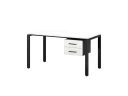 Стол прямой с подвесной тумбой 2 ящика, П-опора 1600x800x750 RM039-16x8 Белый/Черный