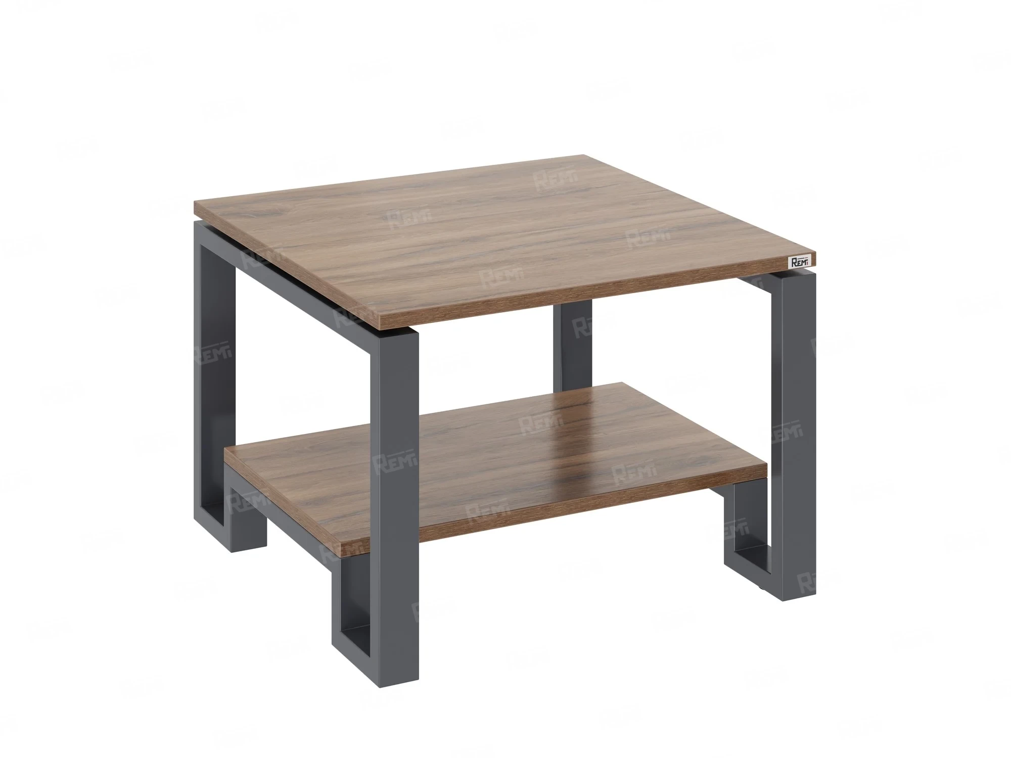 Журнальный стол с полкой 800x800x550 RM181-8x8 Дуб Юстус/Серый