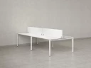 Бенч-система, 4 рабочих места, на П-образных опорах, 2 ЛДСП экранов 2400x1200x750 RM166-4-12x12 Белый/Белый