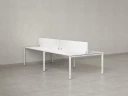 Бенч-система, 4 рабочих места, на П-образных опорах, 2 ЛДСП экранов 2400x1200x750 RM166-4-12x12 Белый/Белый