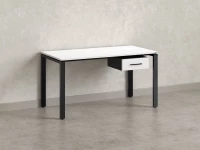 Стол прямой с подвесной тумбой, П-опора 2000x700x750 RM038-20x7 Белый/Черный