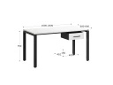 Стол прямой с подвесной тумбой, П-опора 2000x700x750 RM038-20x7 Белый/Черный