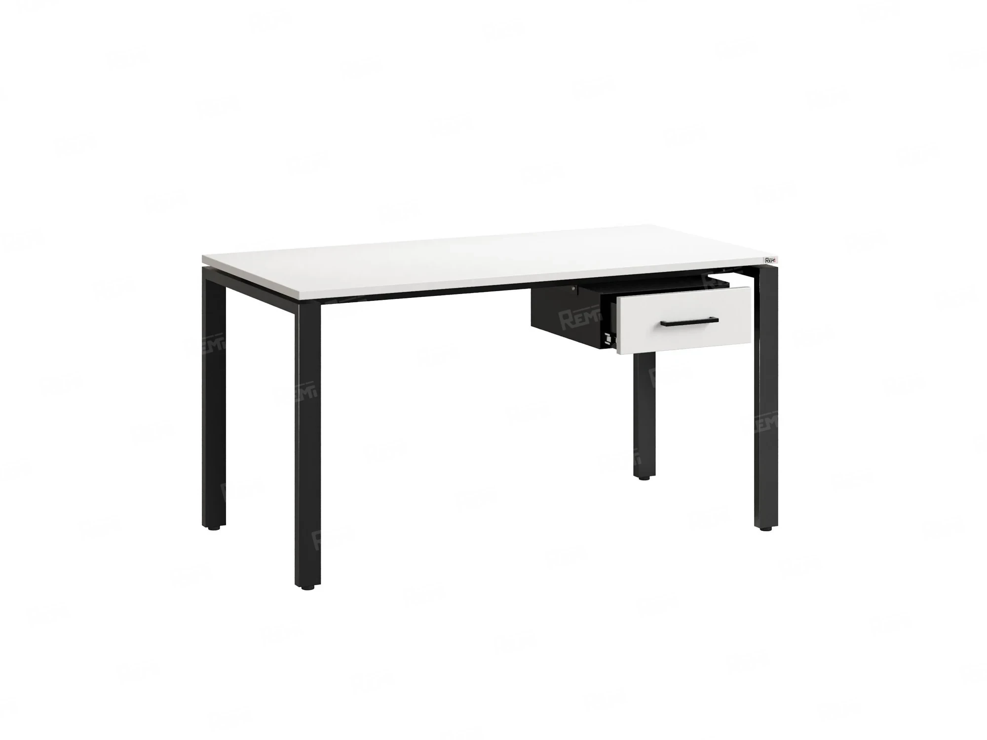 Стол прямой с подвесной тумбой, П-опора 2000x700x750 RM038-20x7 Белый/Черный