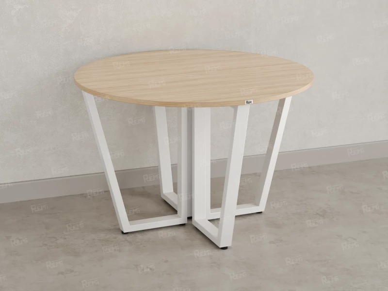 Круглый стол на U-образных опорах 1400x1400x750 RM188-14x14 Вяз Швейцарский светлый/Белый