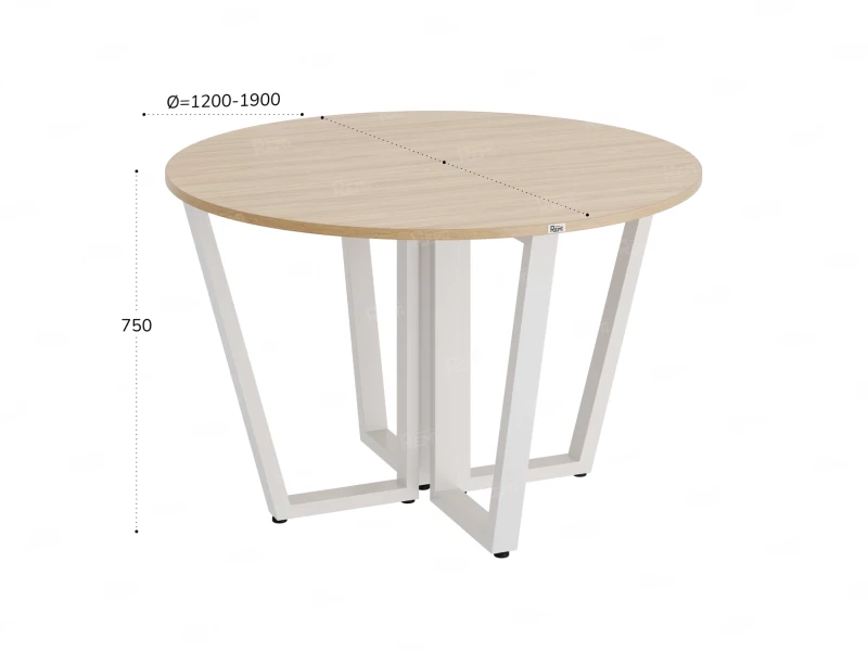 Круглый стол на U-образных опорах 1400x1400x750 RM188-14x14 Вяз Швейцарский светлый/Белый