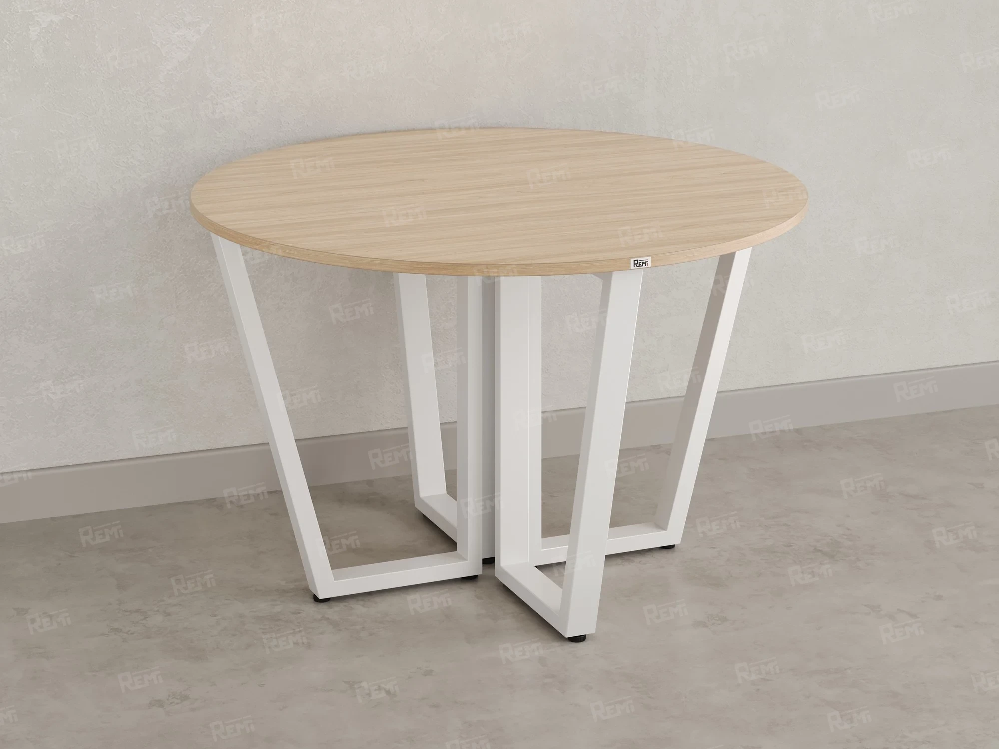 Круглый стол на U-образных опорах 1400x1400x750 RM188-14x14 Вяз Швейцарский светлый/Белый