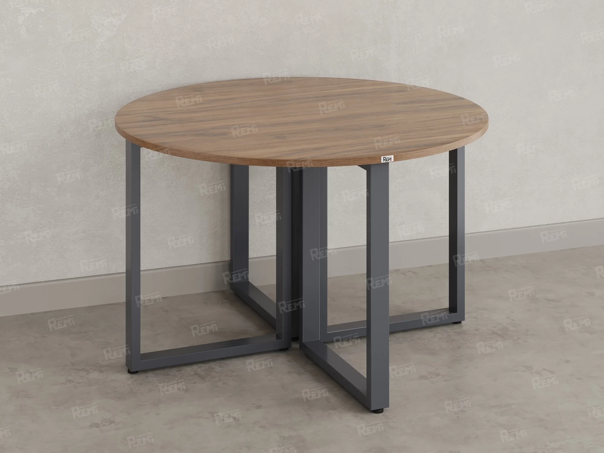 Круглый стол на О-образных опорах 1200x1200x750 RM187-12x12 Дуб Юстус/Серый