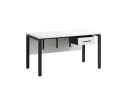 Стол прямой, подвесная тумба, ЛДСП экран, П-опора 2000x600x750 RM030-20x6 Белый/Черный