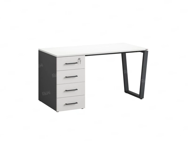 Стол прямой, с тумбой на U-образных опоре, левый 1600x700x750 RM100-16x7 Белый/Серый