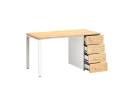 Стол прямой с тумбой на П-образных опоре, правый 1800x700x750 RM103-18x7 Вяз Швейцарский светлый/Белый