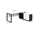 Стол прямой с тумбой R, ЛДСП экран, О-опора 2000x1400x750 RM012R-20x6 Белый/Черный